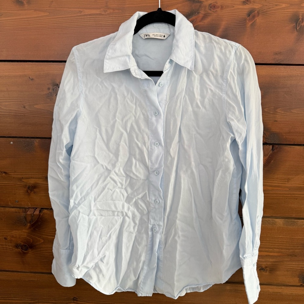 Zara Women's Light Blue Shirt